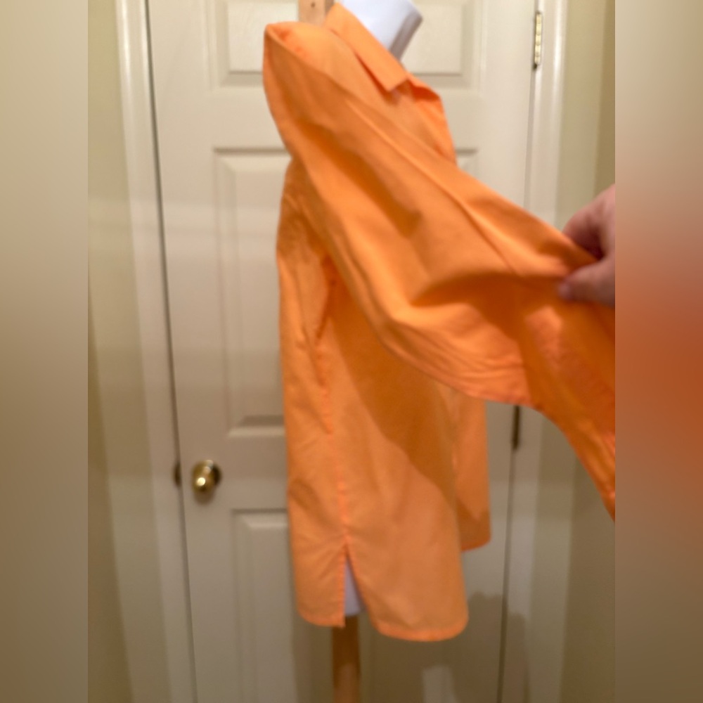 LIZ CLAIBORNE Woman’s Vibrant Orange Button-Down Sport Shirt, Size: S - Picture 3 of 7